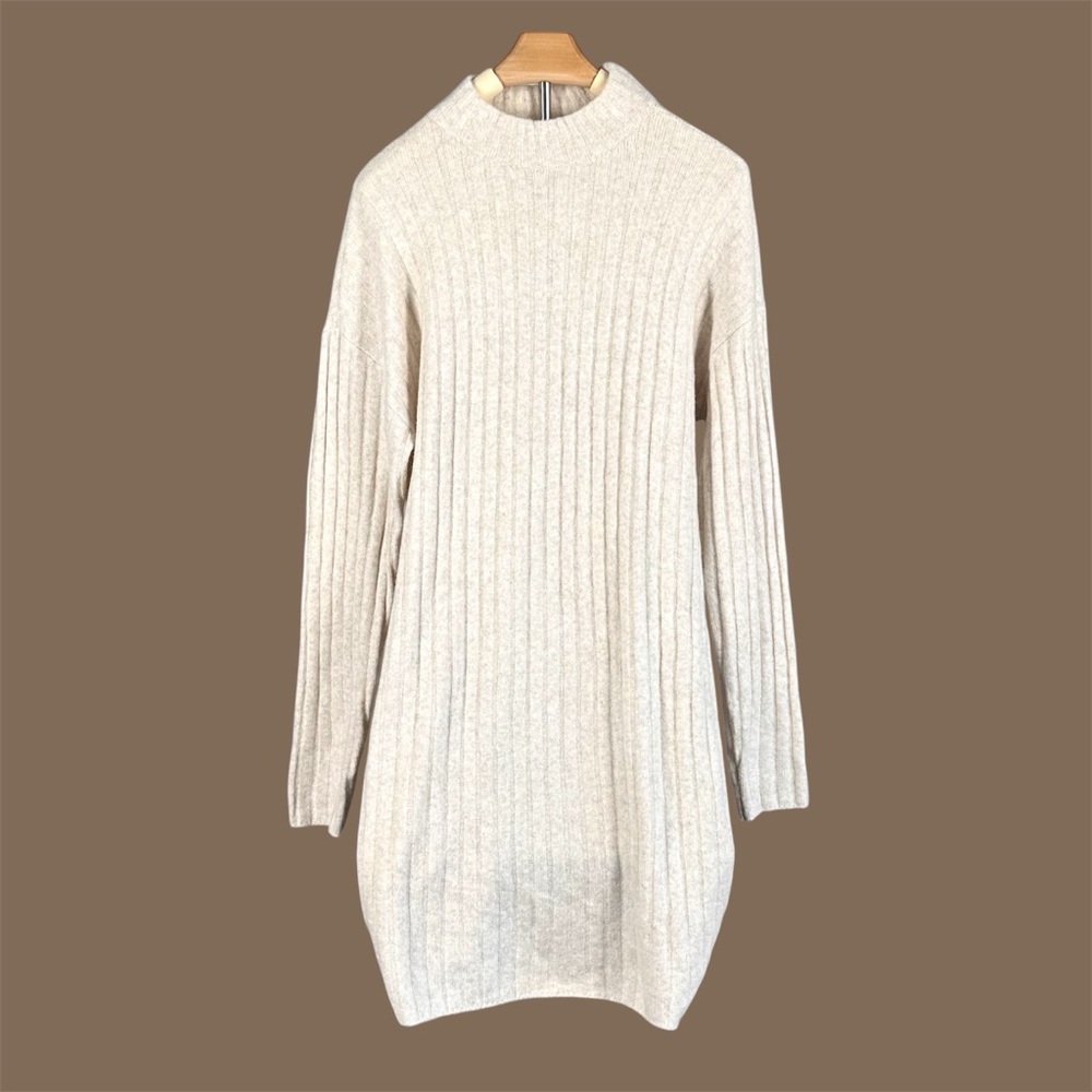 Cream Ribbed Knit Sweater Dress | Women’s M